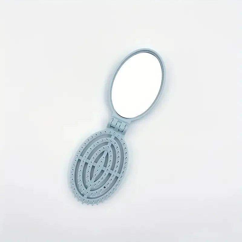Portable Folding Hair Comb Mirror