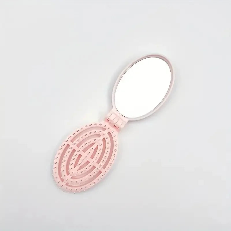 Portable Folding Hair Comb Mirror
