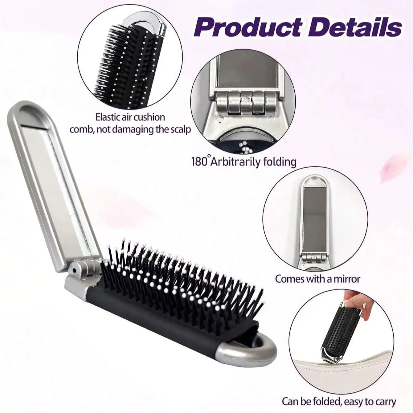 2-in-1 Folding Massage Hair Brush