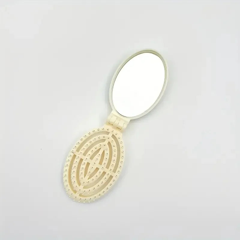 Portable Folding Hair Comb Mirror